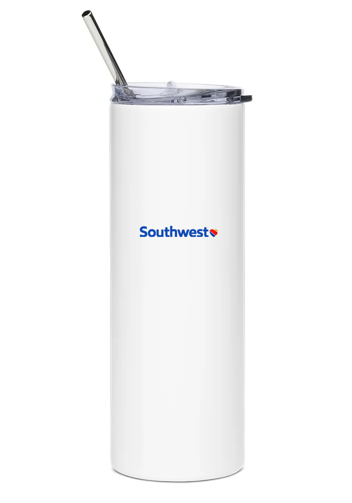 back of Southwest Airlines Boeing 737 MAX water tumbler