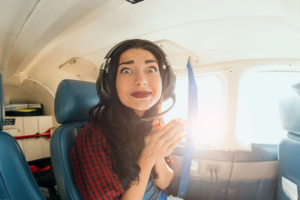 Girl afraid of flying