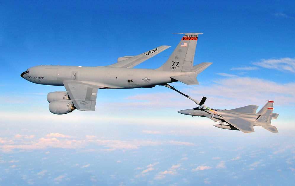 Boeing KC-135 refueling an F-15 Eagle