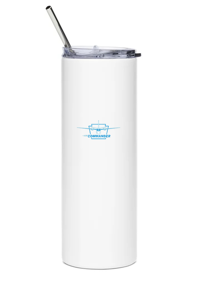 back of Aero Commander Shrike Stainless Steel Water Tumbler with straw