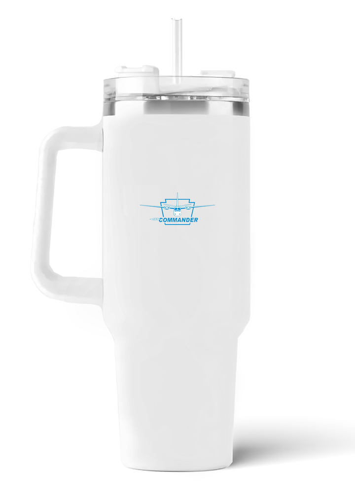 back of Shrike 40oz. Stainless Steel Quencher with straw