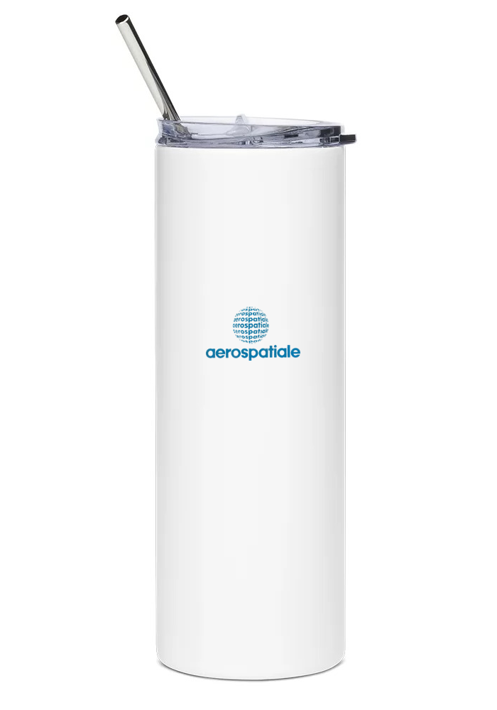 back of Aérospatiale Alouette II Mug Stainless Steel Water Tumbler with straw