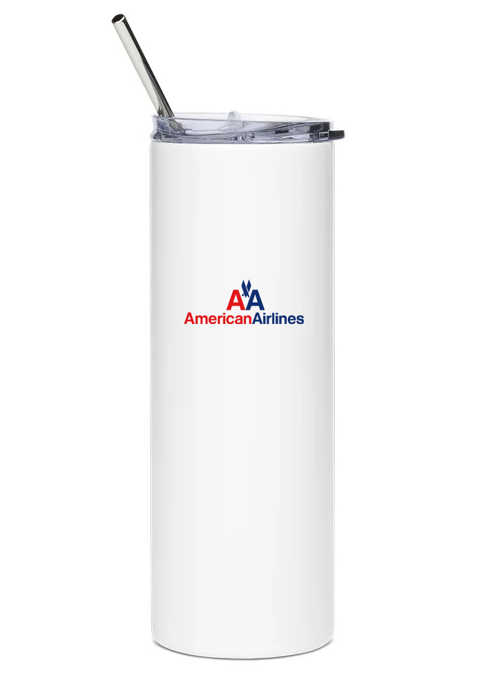 back of American Airlines McDonnell Douglas MD-80 water tumbler