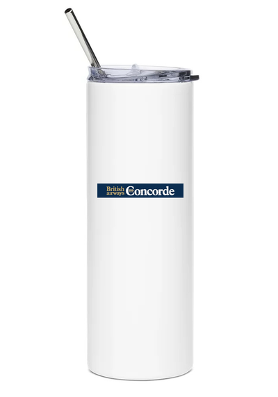 back of British Airways Concorde water bottle