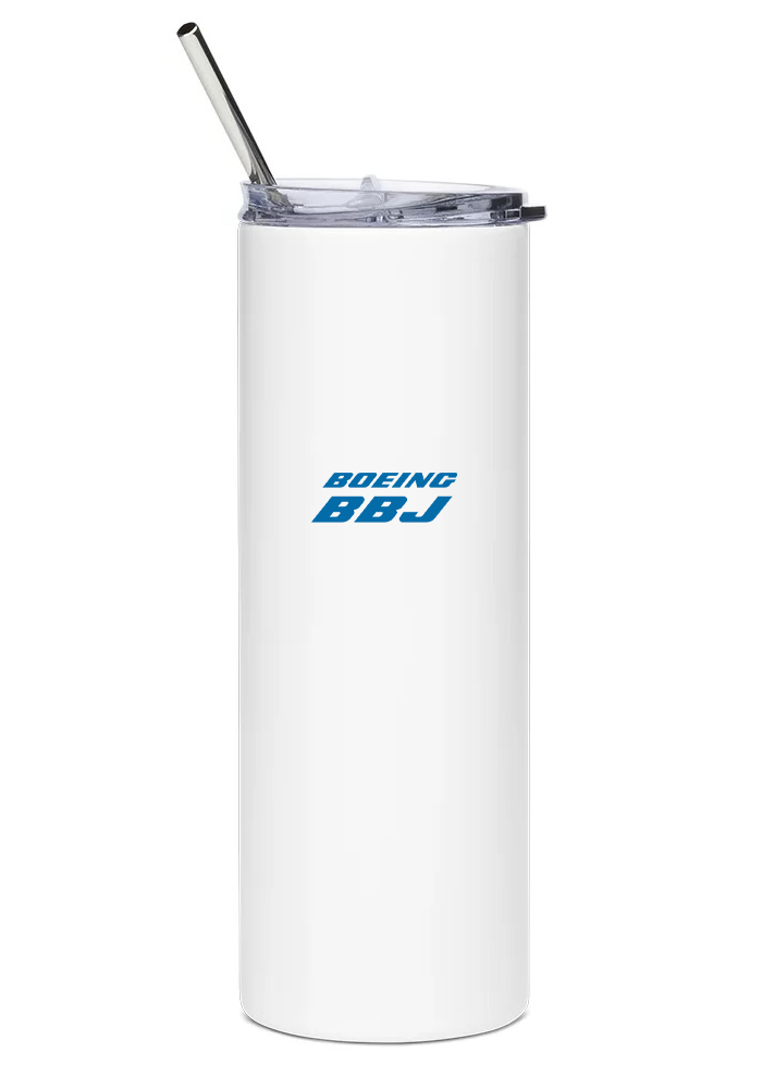 back of Boeing Business Jet water bottle