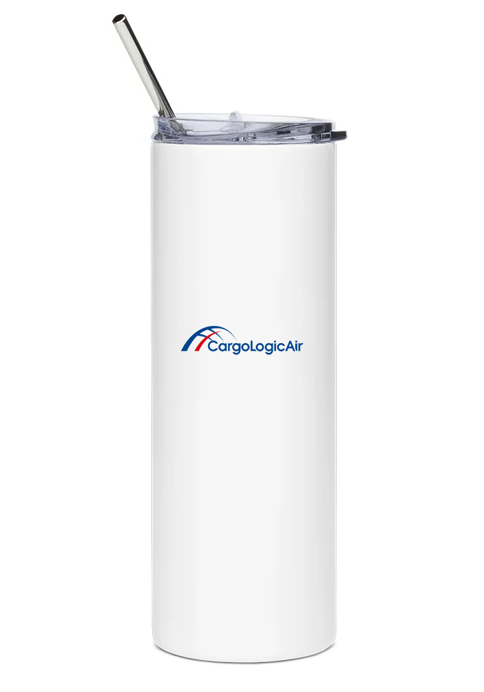 back of CargoLogicAir Boeing 747 water tumbler