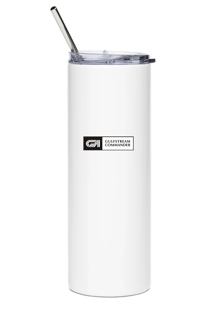 back of White Stainless Steel Tumbler with straw