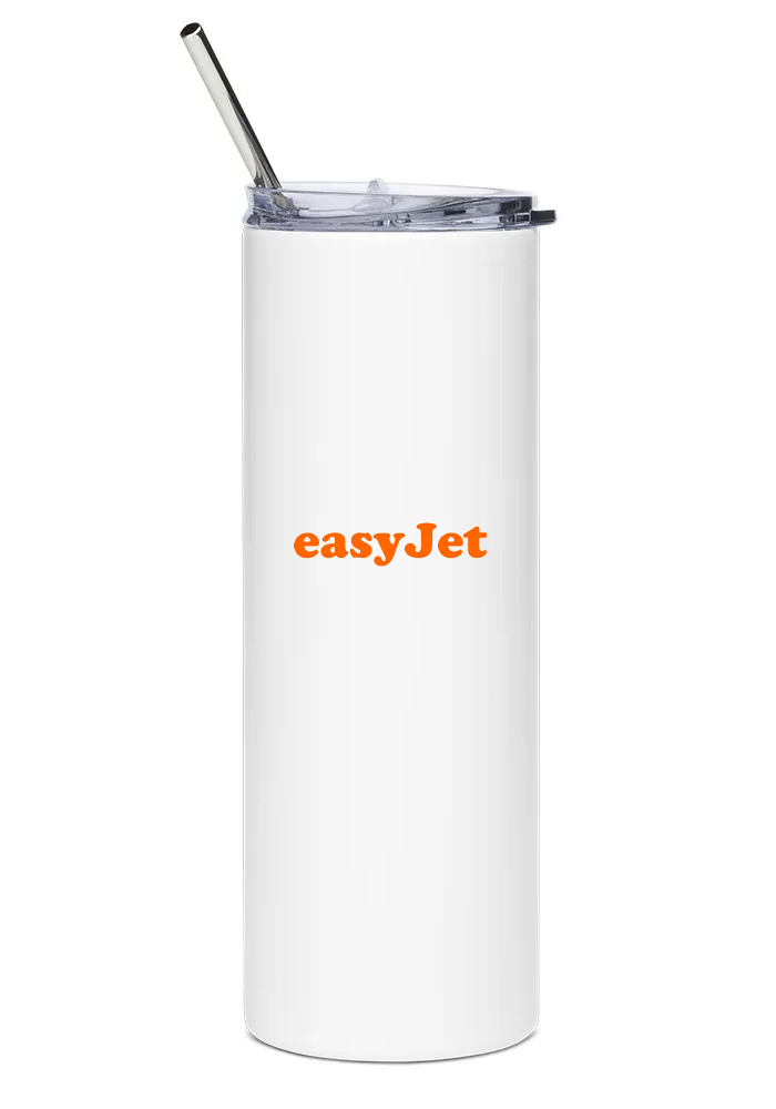 back of EasyJet Airbus A320 water tumbler