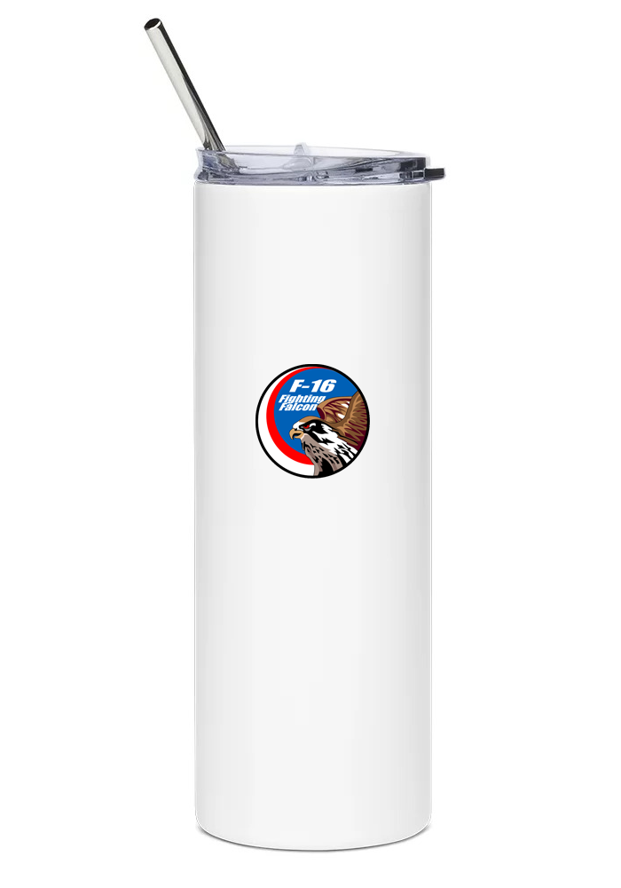 back of General Dynamics F-16A water tumbler