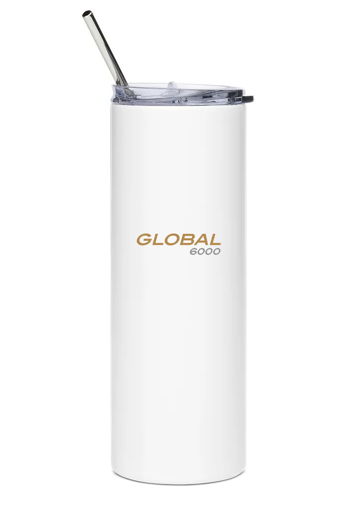 back of Bombardier Global 6000 water bottle