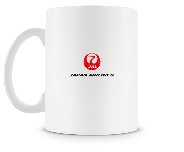 back of Japan Airlines Boeing 737 mug