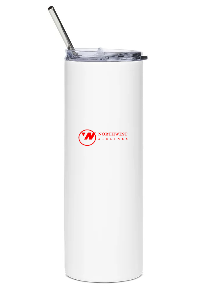 back of Northwest Airlines Boeing 747-400 water tumbler