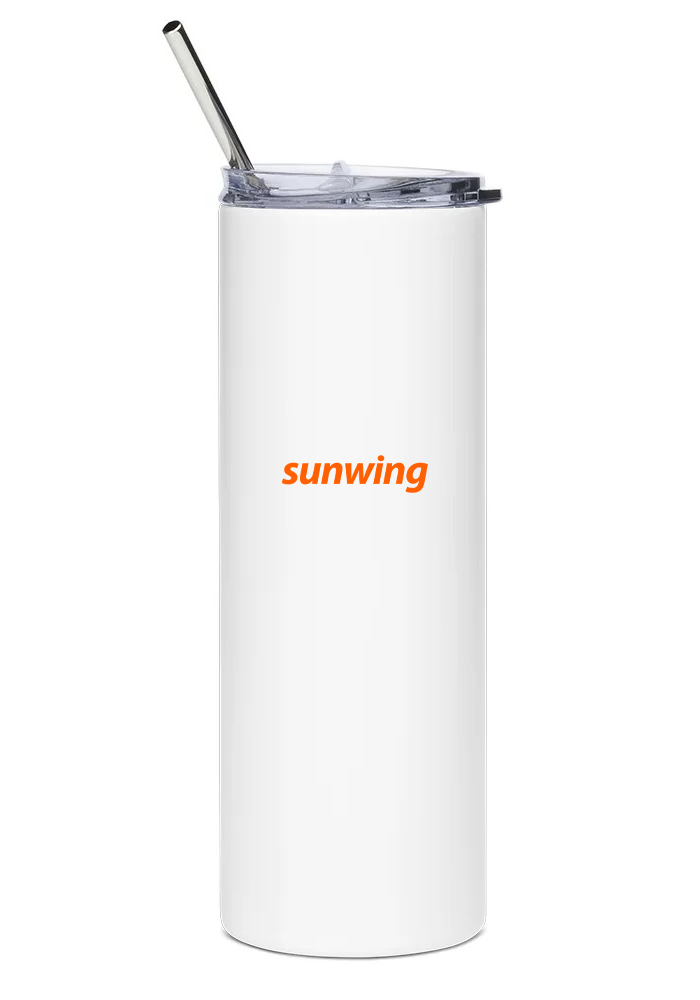 back of Sunwing Airlines Boeing 737 MAX water tumbler