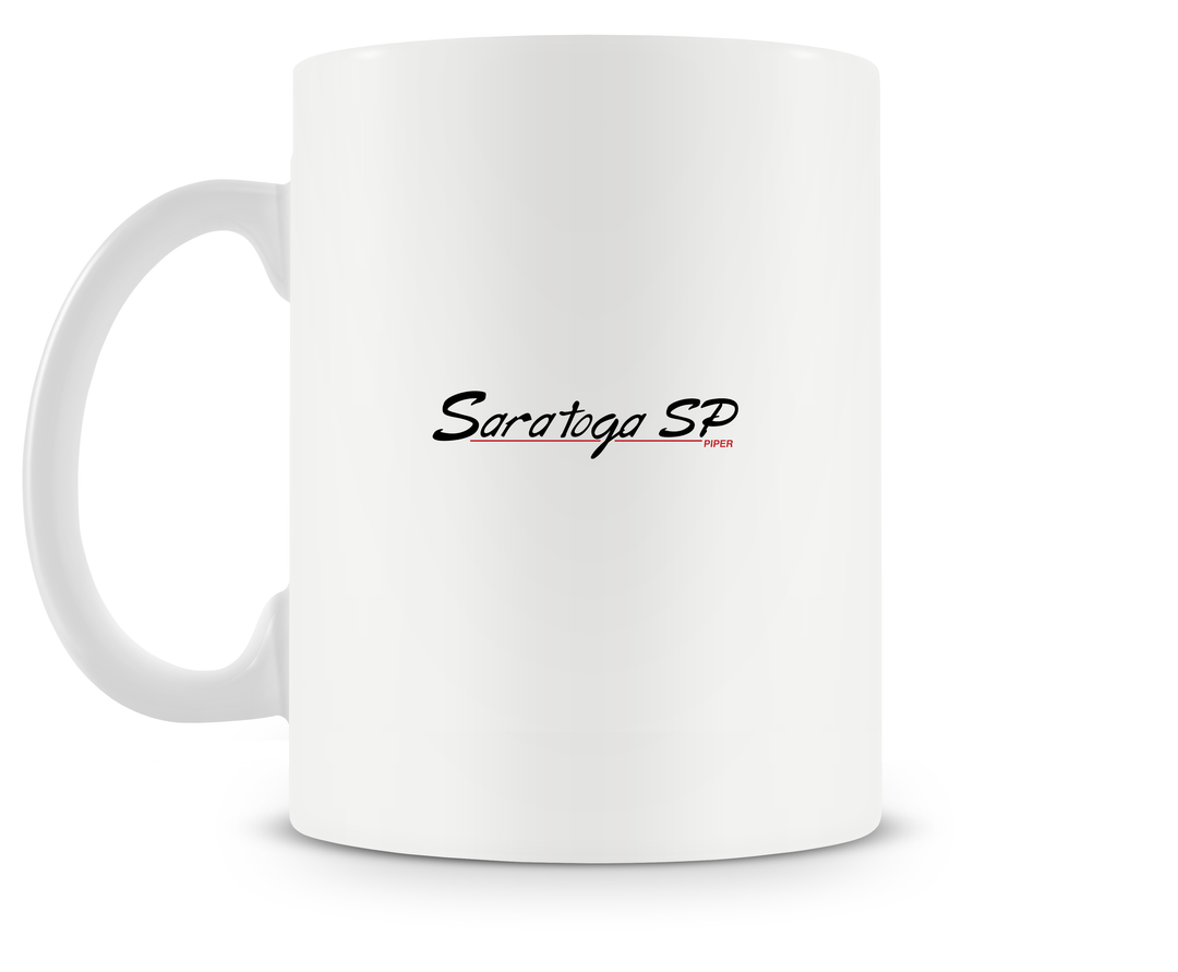 back of Piper Turbo Saratoga SP ceramic coffee mug