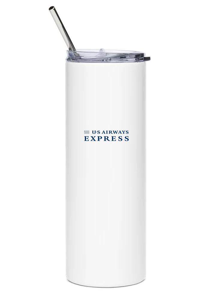 back of US Airways Express Bombardier CRJ200 water tumbler