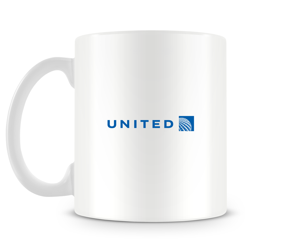 back of United Airlines Boeing 737 MAX Mug