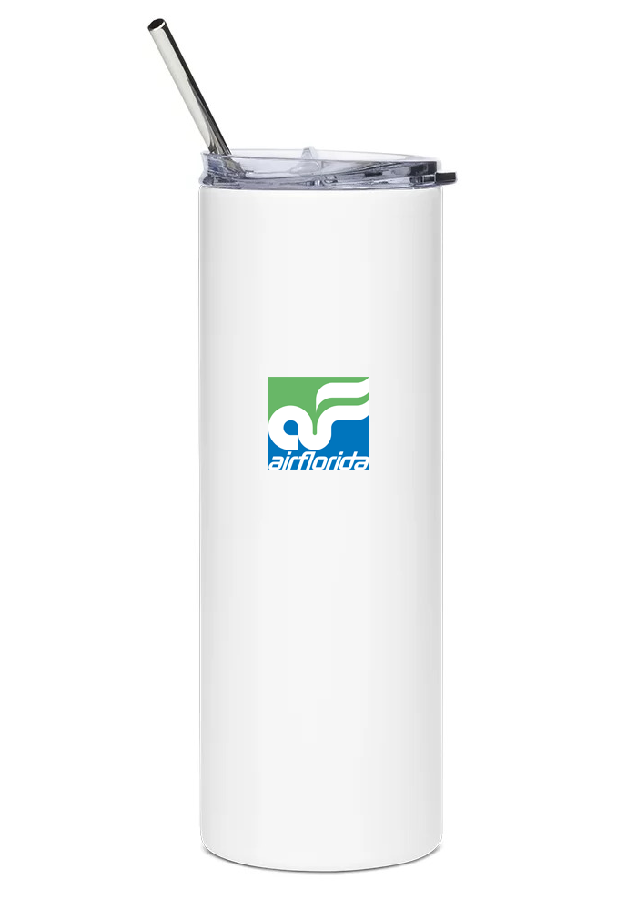back of Air Florida Boeing 737 Stainless Steel Water Tumbler with straw