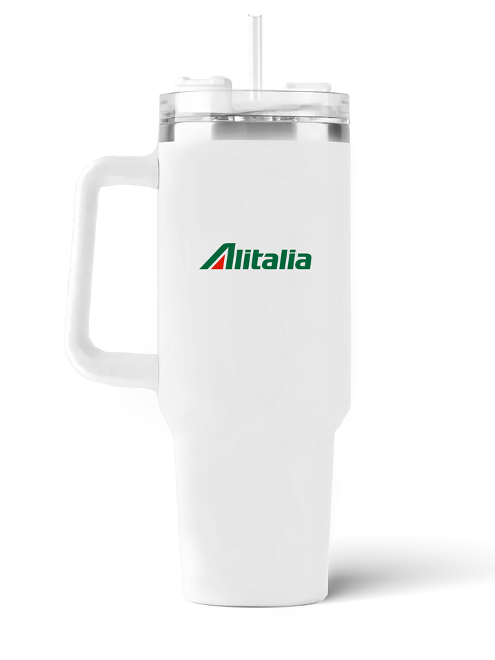 back of Alitalia Boeing 747 quencher