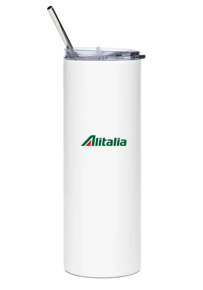back of Alitalia Boeing 747 water tumbler
