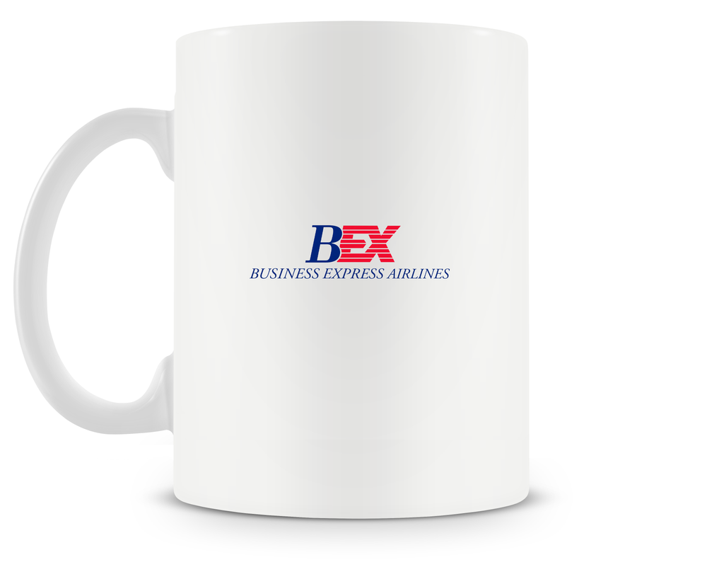 back of Business Express Airlines Saab 340 mug