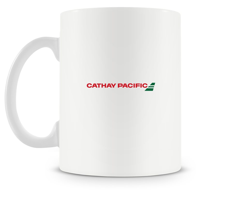 back of Cathay Pacific Boeing 747 mug