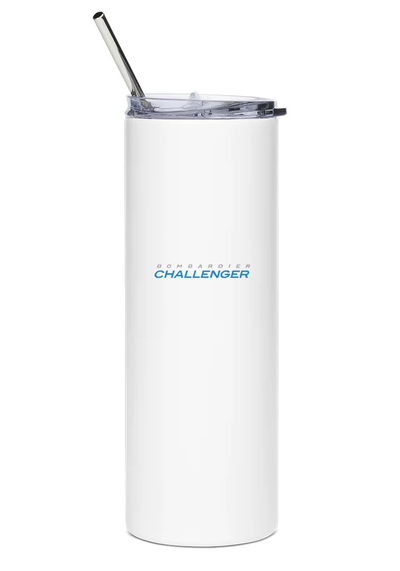 back of Bombardier Challenger 604 water bottle