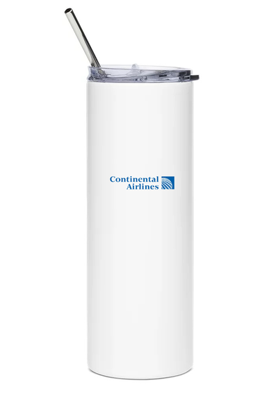 back of Continental Airlines Boeing 757 water bottle