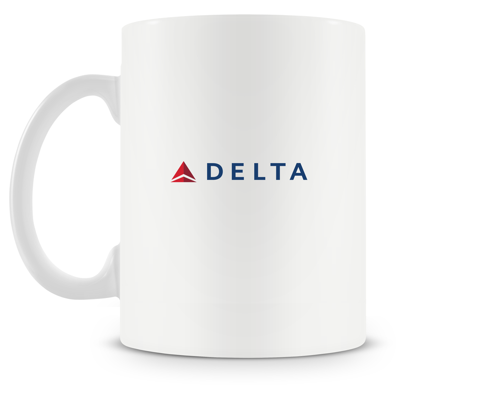 back of Delta Airlines Airbus A220 mug