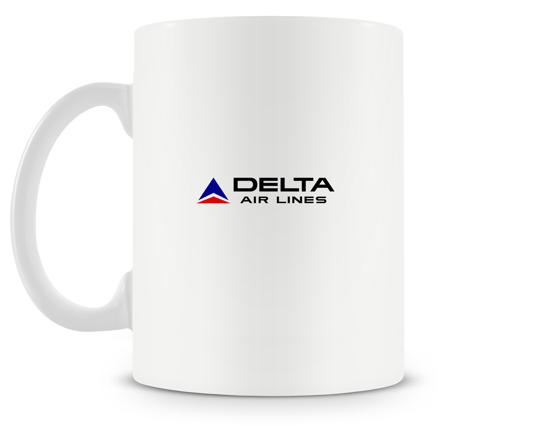 back of Delta Airlines Douglas DC-8 mug