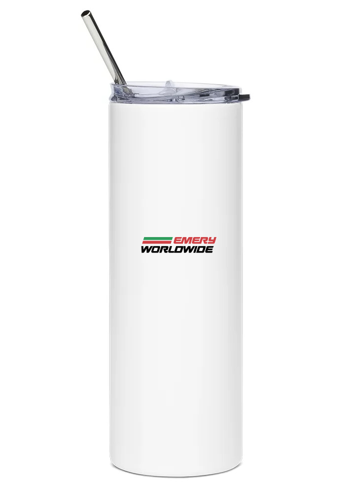 back of Emery Worldwide Airlines Boeing 727 water tumbler