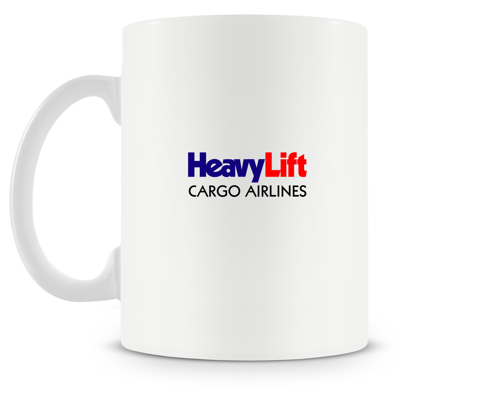 back of HeavyLift Cargo Airline Short Belfast mug