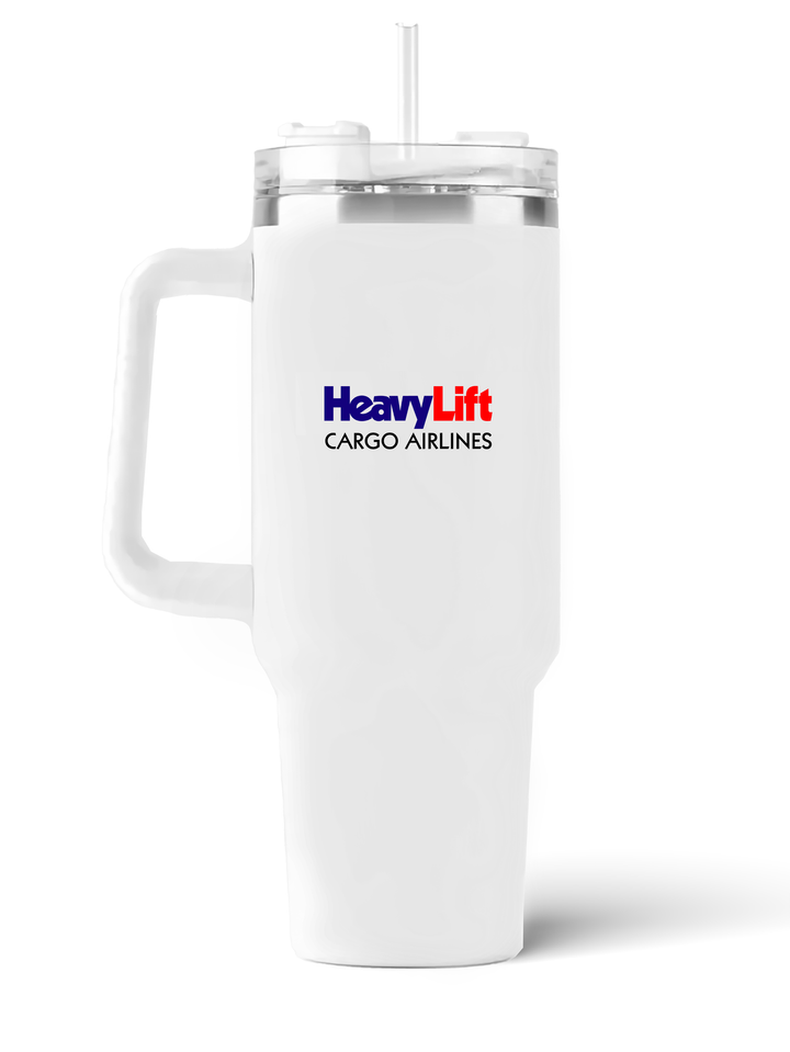 back of HeavyLift Cargo Airline Short Belfast quencher