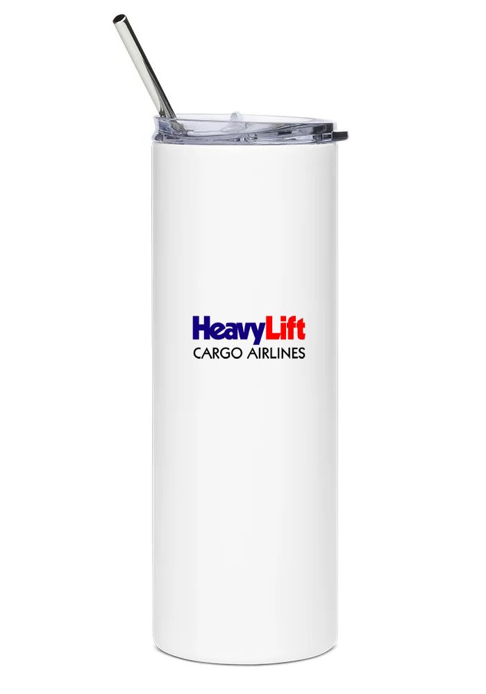 back of HeavyLift Cargo Airline Short Belfast water tumbler