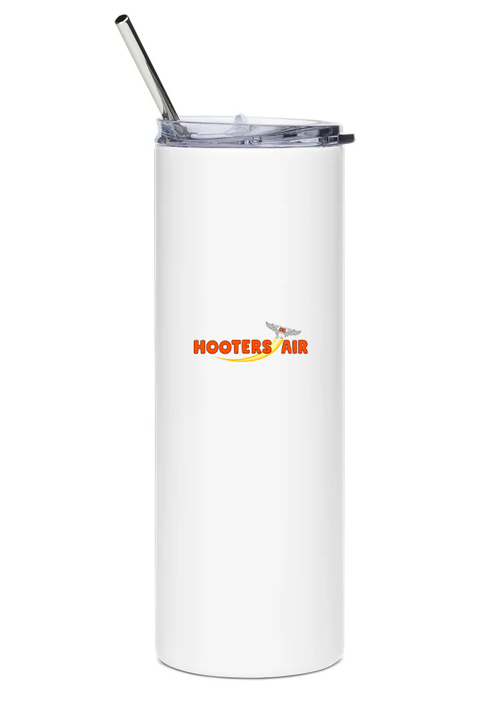 back of Hooters Air Boeing 737 water tumbler
