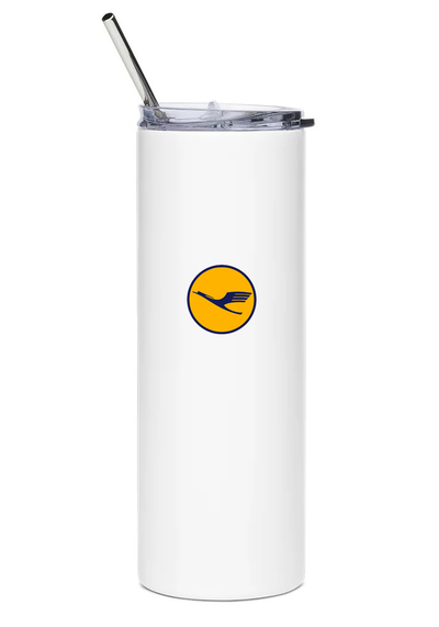 back of Lufthansa Airbus A380 water bottle