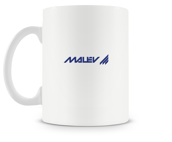back of Malév Hungarian Airlines Boeing 737NG mug