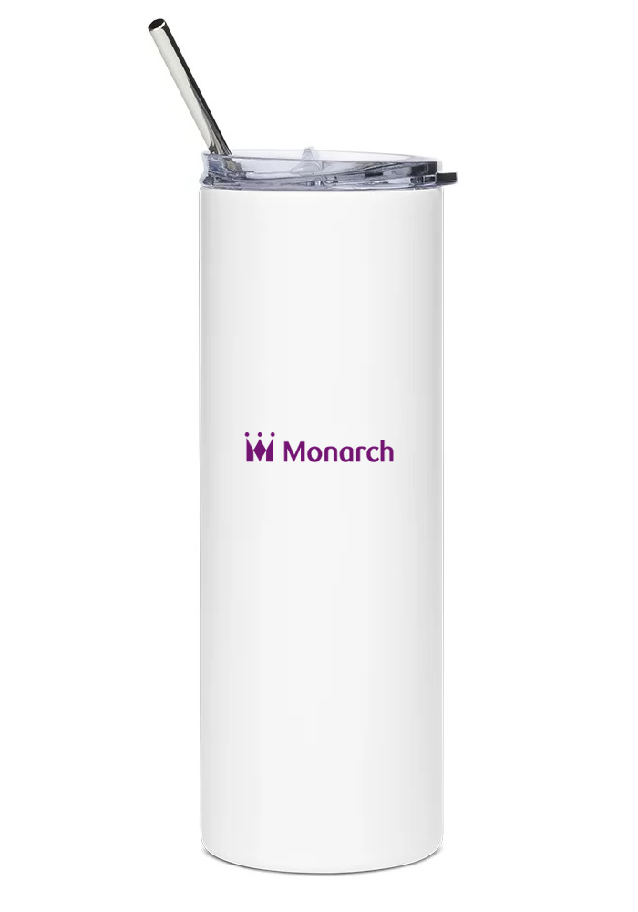 back of Monarch Airlines Airbus A320 water tumbler