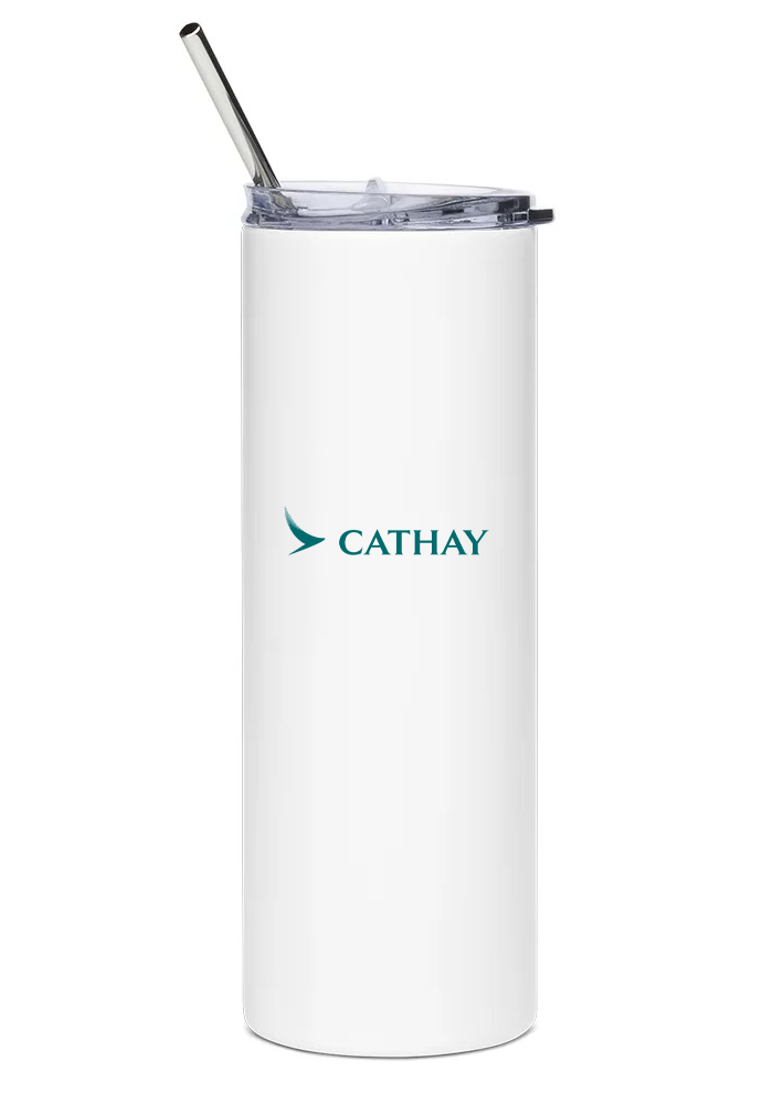 back of Cathay Pacific Airbus A350-900 water tumbler