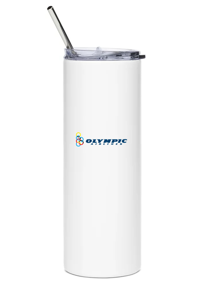 back of Olympic Airlines Boeing 737 water tumbler