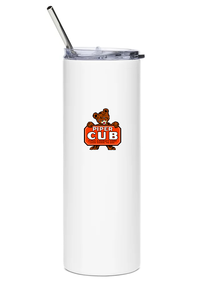 back of Piper Cub Special water tumbler