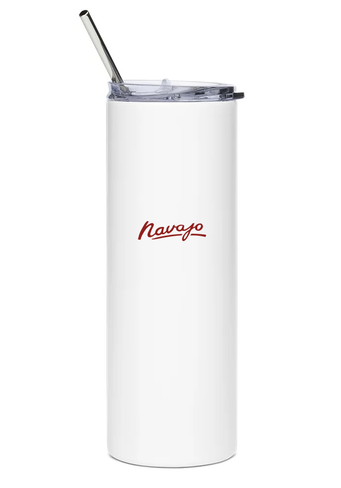 back of Piper Navajo water tumbler