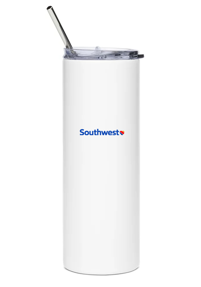 back of  Southwest Airlines Boeing 737NG  water tumbler
