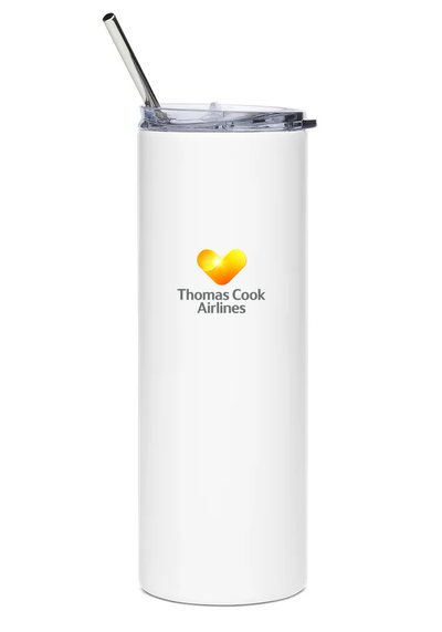 back of Thomas Cook Airlines Airbus A330 water tumbler
