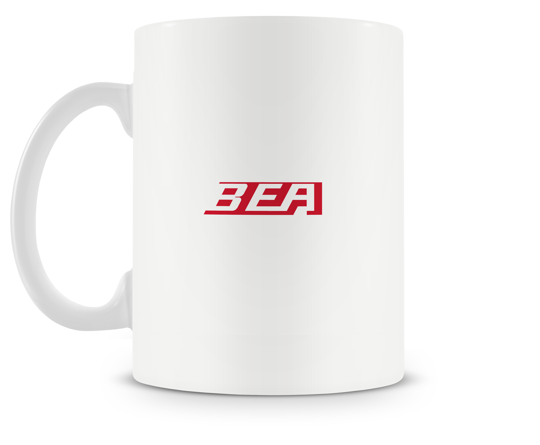 back of British European Airways Vickers Viscount mug