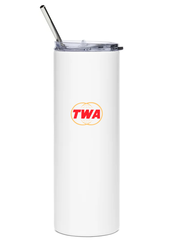 back of TWA water bottle