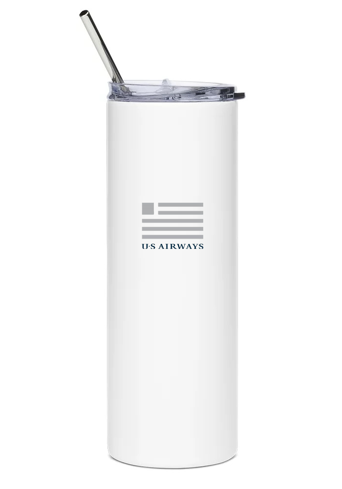 back of US Airways Airbus A319 water tumbler