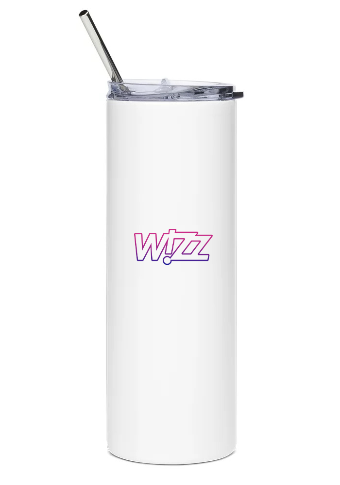 back of Wizz Air Airbus A321neo water tumbler