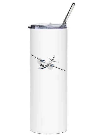 White Stainless Steel Tumbler with straw