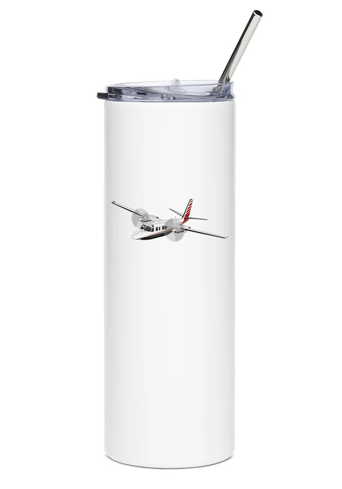 Aero Commander 690B Stainless Steel Water Tumbler with straw